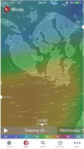 Apps y webs para predicción marítima del tiempo.